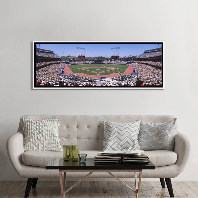 iCanvas "Dodgers vs. Angels, Dodger Stadium, Los Angeles, California, USA" by Panoramic Images Framed Canvas Print