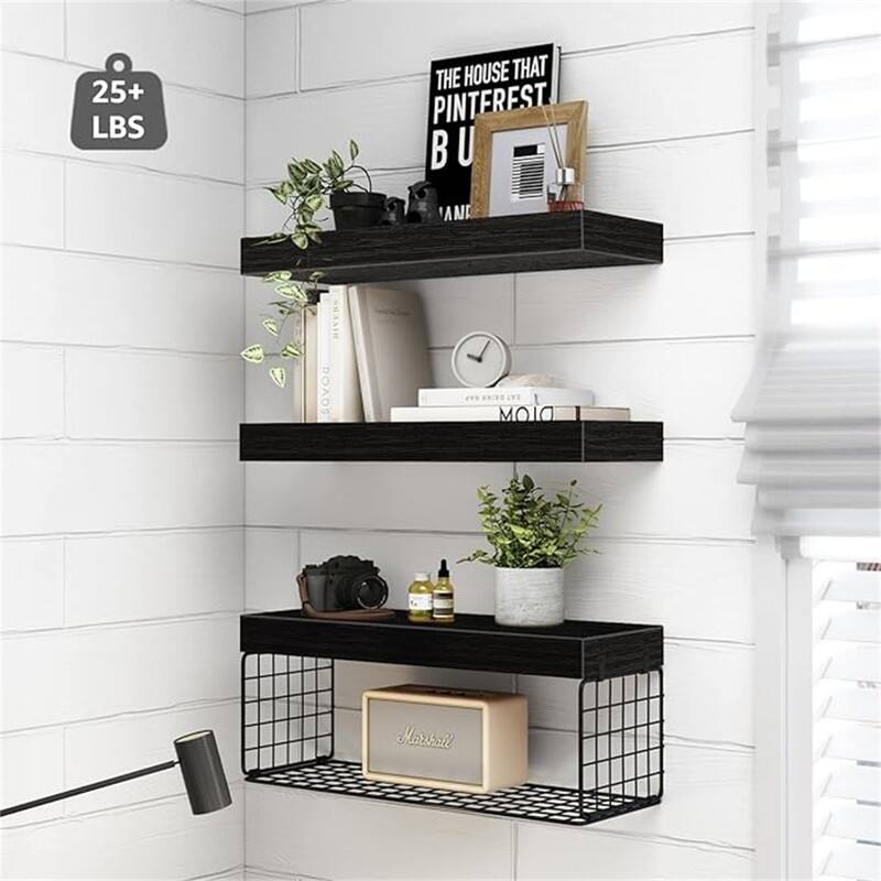 Toilet Paper Holder Small 16 inch Set of 3 - 6.7"D x 15.7"W x 1.5"H - White