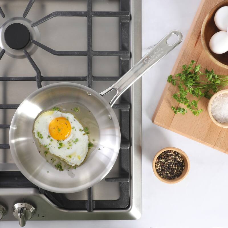 Sur La Table Kitchen Essentials Stainless Steel Frying Pan - Induction Ready Skillet with Tri-Ply Base, Polished Finish