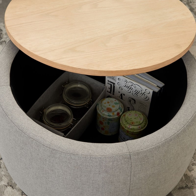 Round Storage Ottoman for End Table