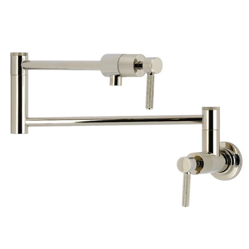 Kingston Brass Essex Double-Handle Wall-Mount Pre-Rinse Bridge Kitchen Faucet - Polished Nickel