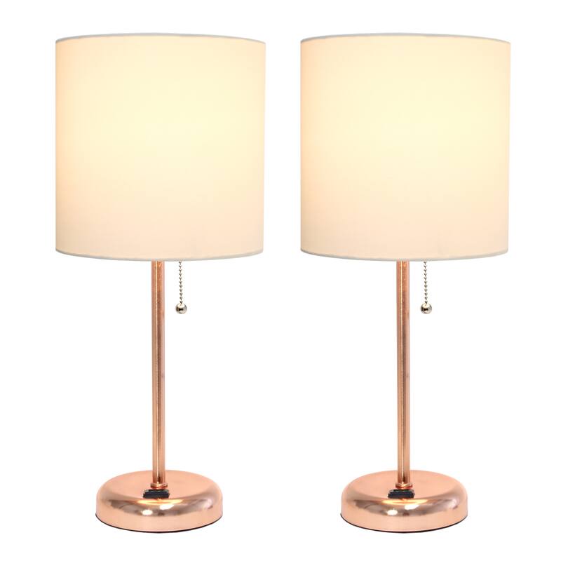 Simple Designs 19.5" 2 Pack Table Desk Lamp Set with Charging Outlet - 19.50
