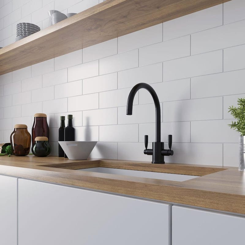 Apollo tile 4" x 12" Metro Matte White Ceramic Tile (10.4 sq ft/case) - 34 Pack