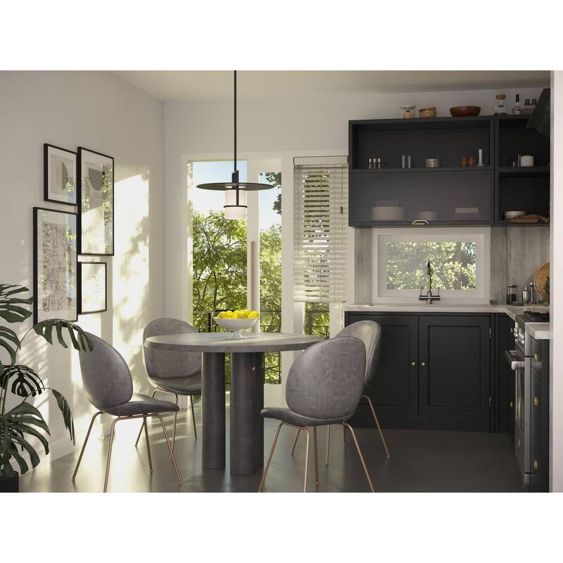 Mystic Collection One-Light Matte Black Contemporary Pendant - 14 in x 14 in x 10.87 in