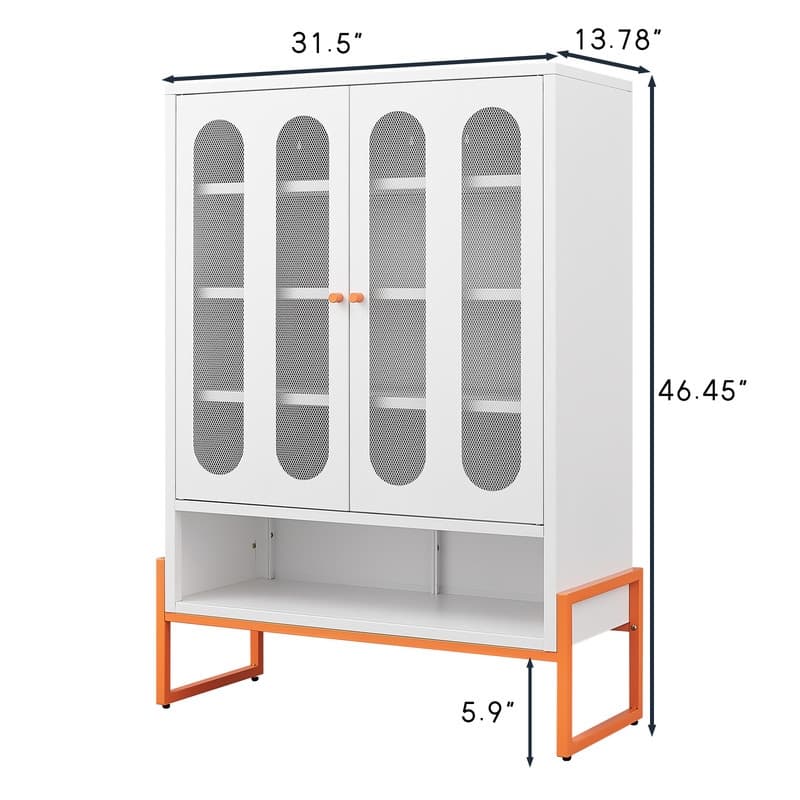 5.9-Inch Shoe Cabinet – Mesh Doors, Adjustable Shelves, Robot-Friendly Base - 13.77in. W X31.49in.DX46.45in. H