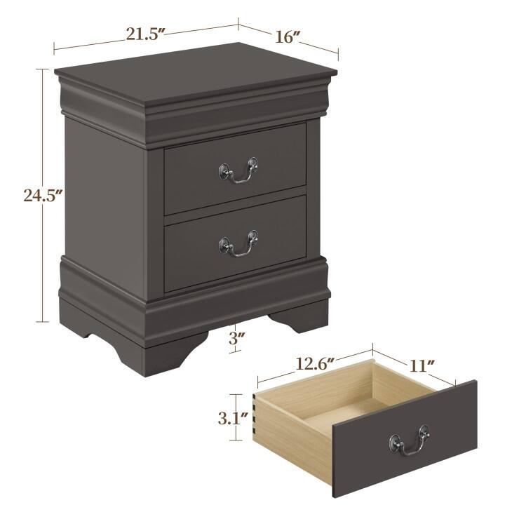 Yaheetech Modern 2-drawer Classic Nightstand Painted Bedside Table with Storage
