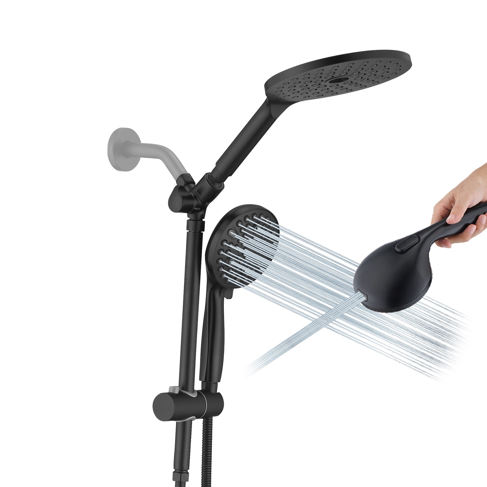 High Pressure Round Rainfall Shower Head with Handheld Combo