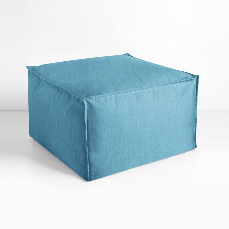 Sorra Home Sunbrella Outdoor Top Stitch Solid Bean Pouf
