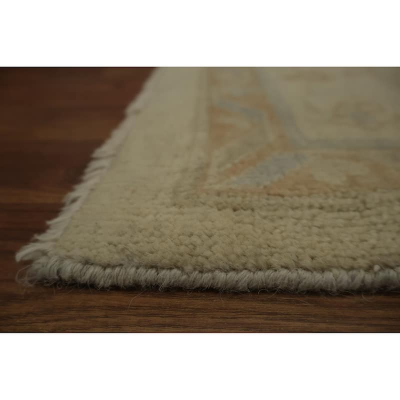Hand Knotted Oriental 100% Wool Carpet Transitional Floral Beige & Ivories Oushak Area Rug - 12' 0'' X 8' 10''