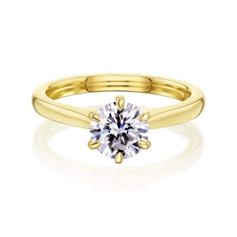 Annello by Kobelli 14k Gold Round Forever One Moissanite 6-Prong Ring (DEF/VS) - Yellow - 4