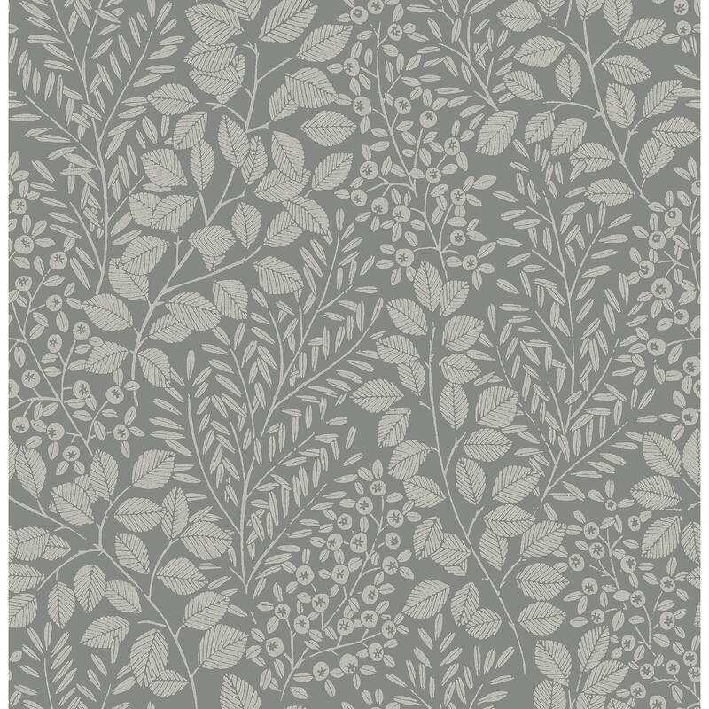 A-Street Prints Elin Charcoal Berry Botanical Wallpaper