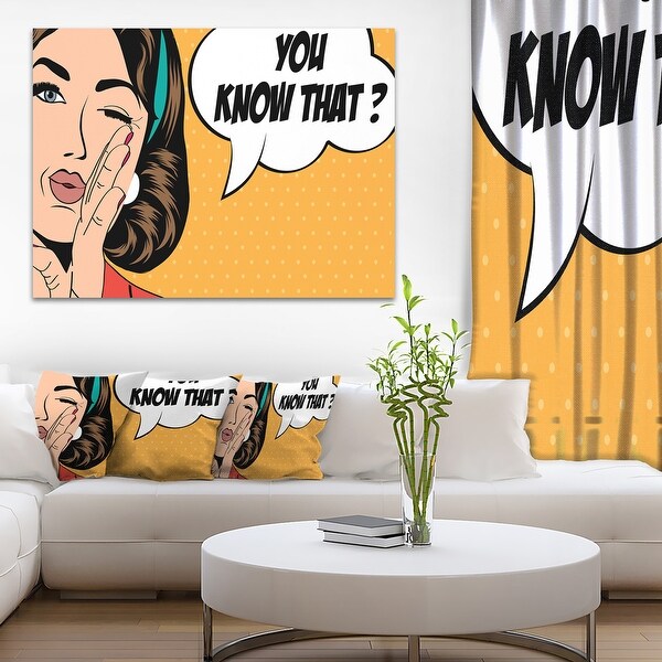 Designart 'Retro Woman in Comic Style' Contemporary Portrait Canvas Print. Opens flyout.
