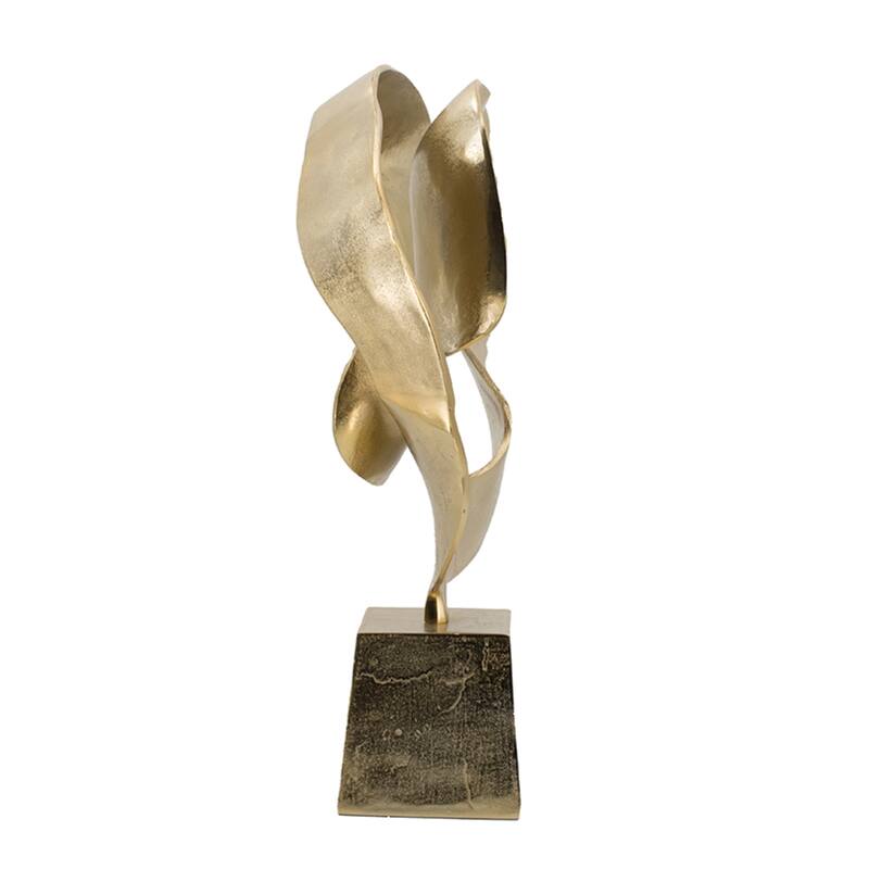 Abstract Sculpture with Pedestal Base - 28.25" - Gold