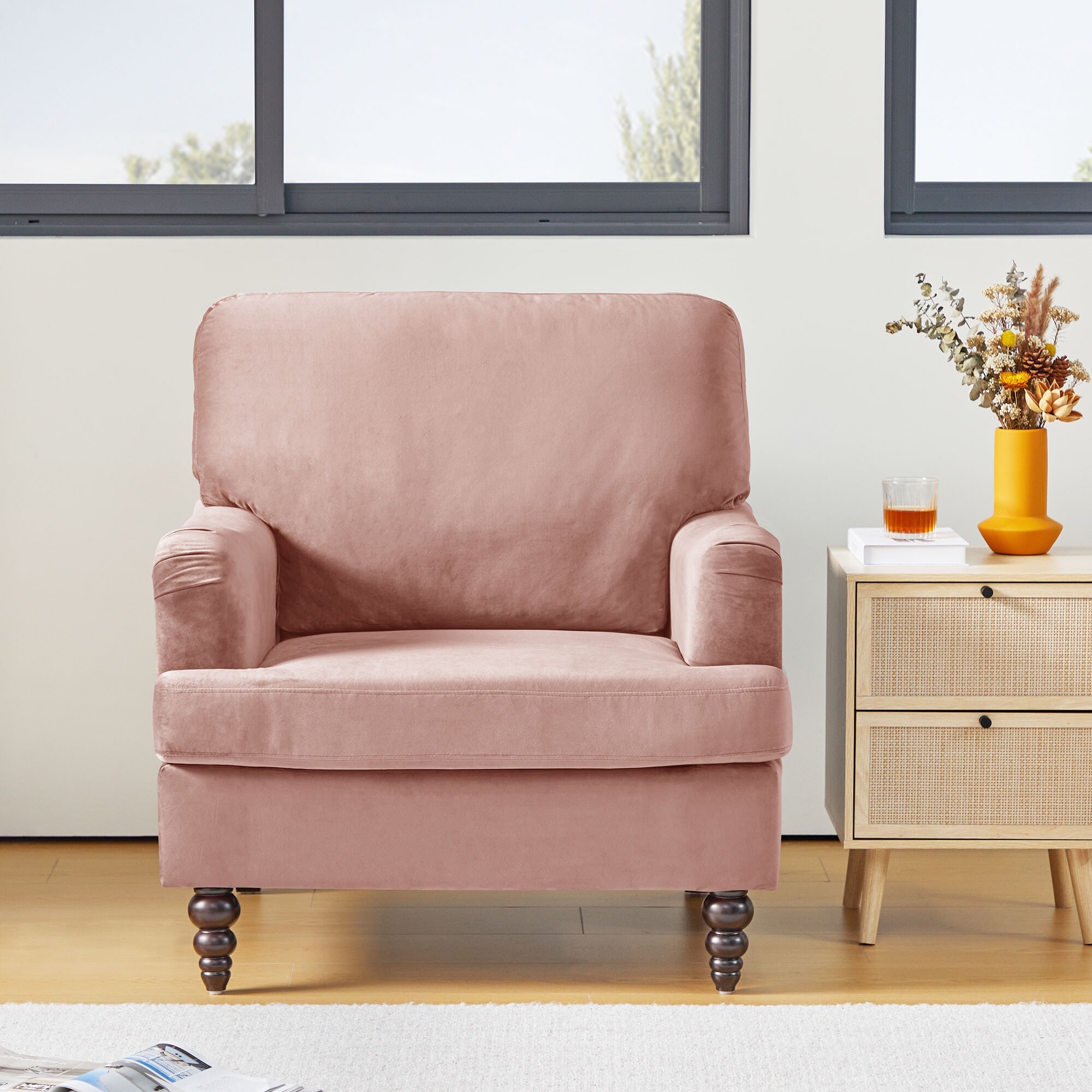 Modern Chesterfield Sofa Velvet Single Accent Sofa Chair