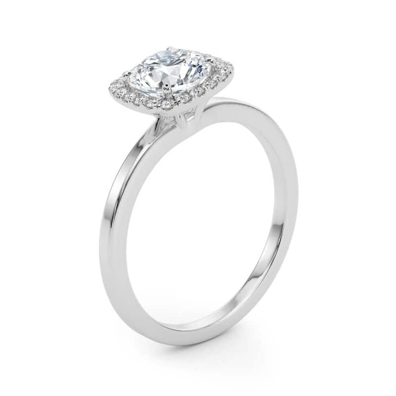 Auriya 14k-White Gold Lab Grown Round Diamond Halo Engagement Ring 0.50 to 5.00 ct. tw. (F-G VS)