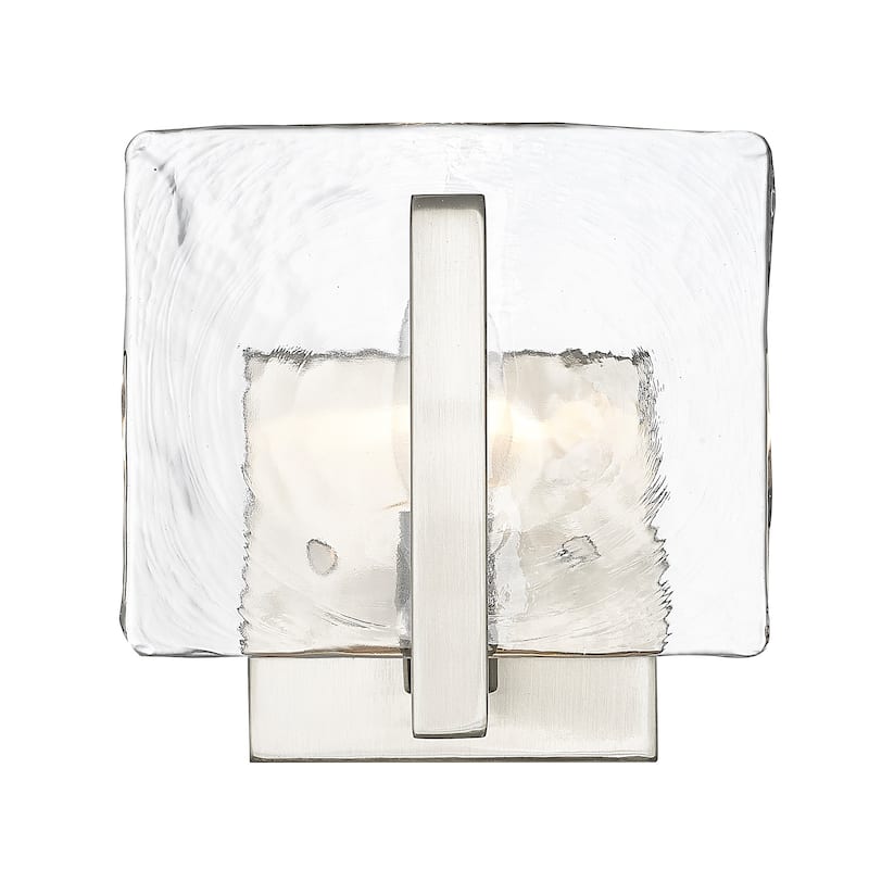 Aenon 6.875" Wide 1-Light Wall Sconce with Hammered Water Glass - Pewter