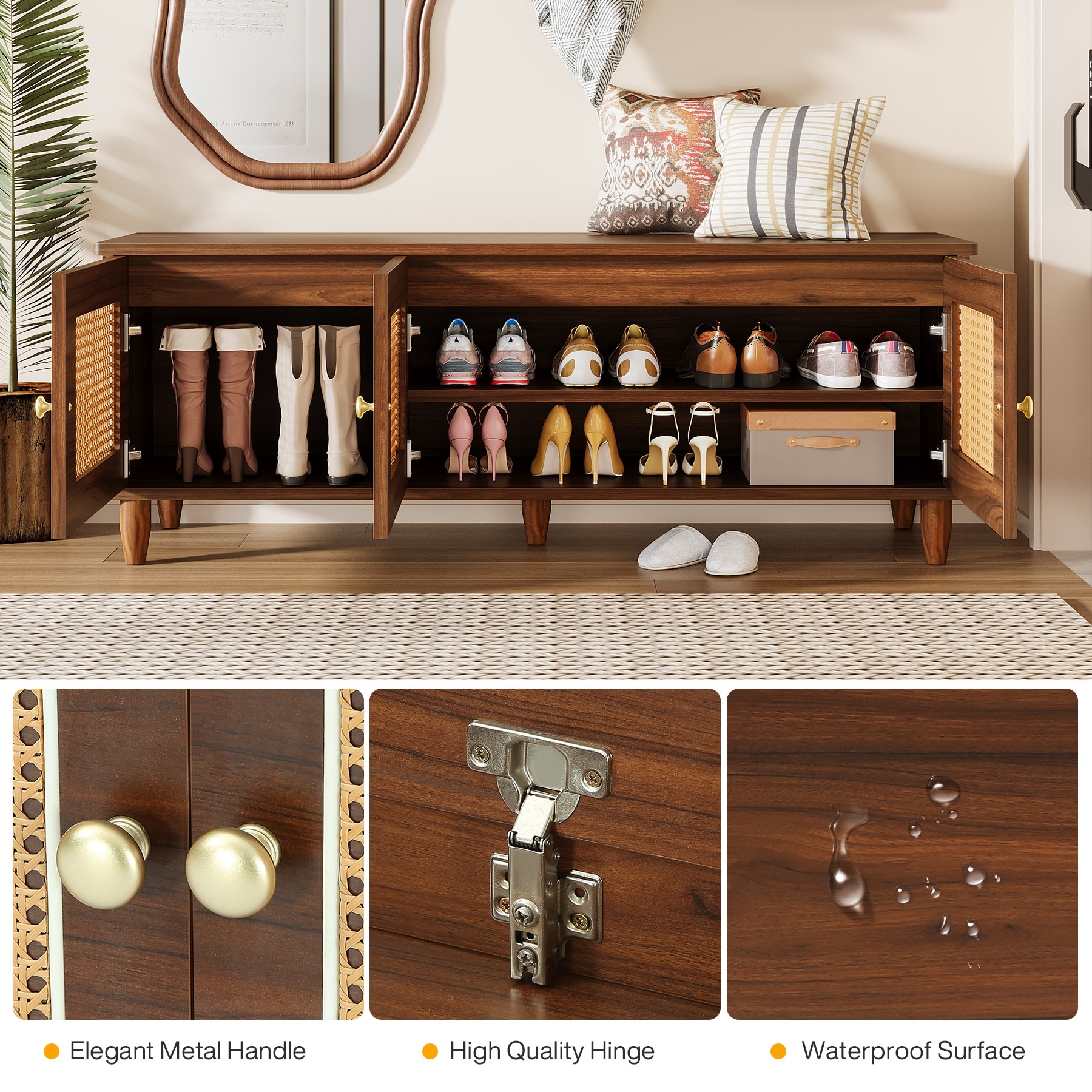 Shoe Storage Bench, Entryway Shoe Cabinet Bench, Seating Shoe Rack