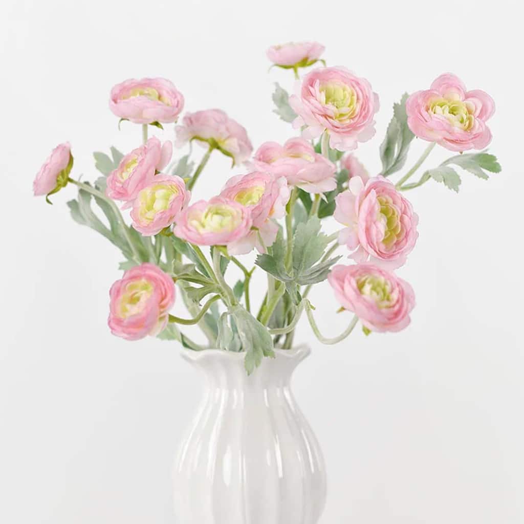 Silk Decorative Artificial Ranunculus Flower(Pack of 1 Branch)