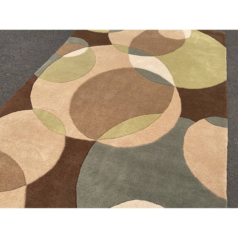 HERAT ORIENTAL Handmade Tibetan Modern Circles Wool Rug (4x6)(5x8)(8x10)