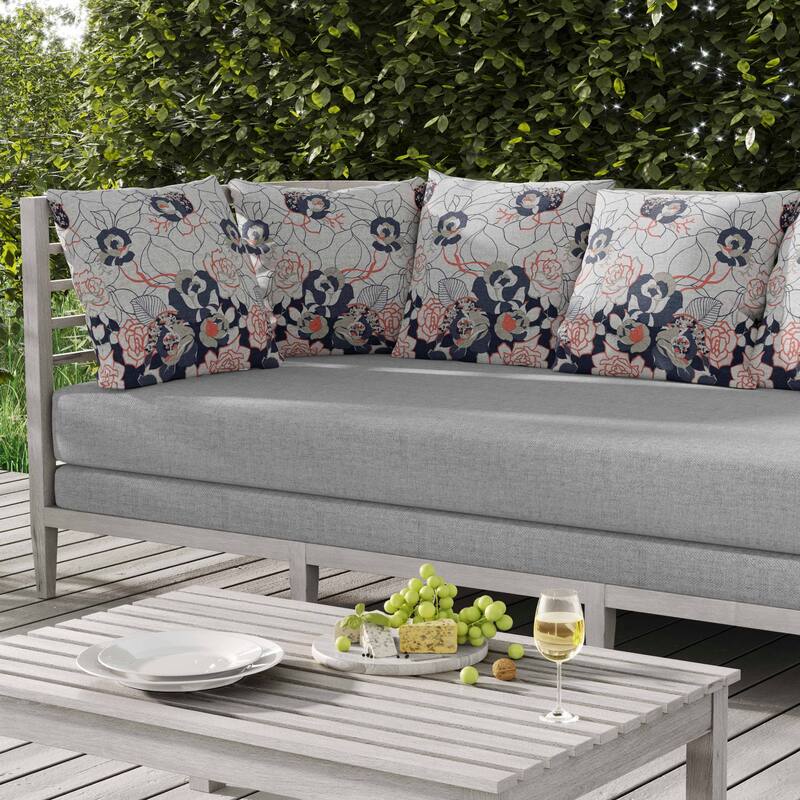 Regal Rose Retreat Indoor/Outdoor Reversible Throw Pillow Silver and Blue