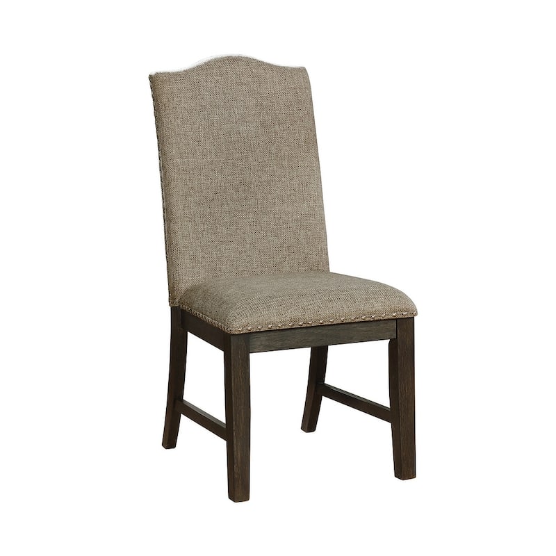 Transitional Style Frame 2pc Side Chairs Padded Seat Back Nailhead Trim Warm Fabric