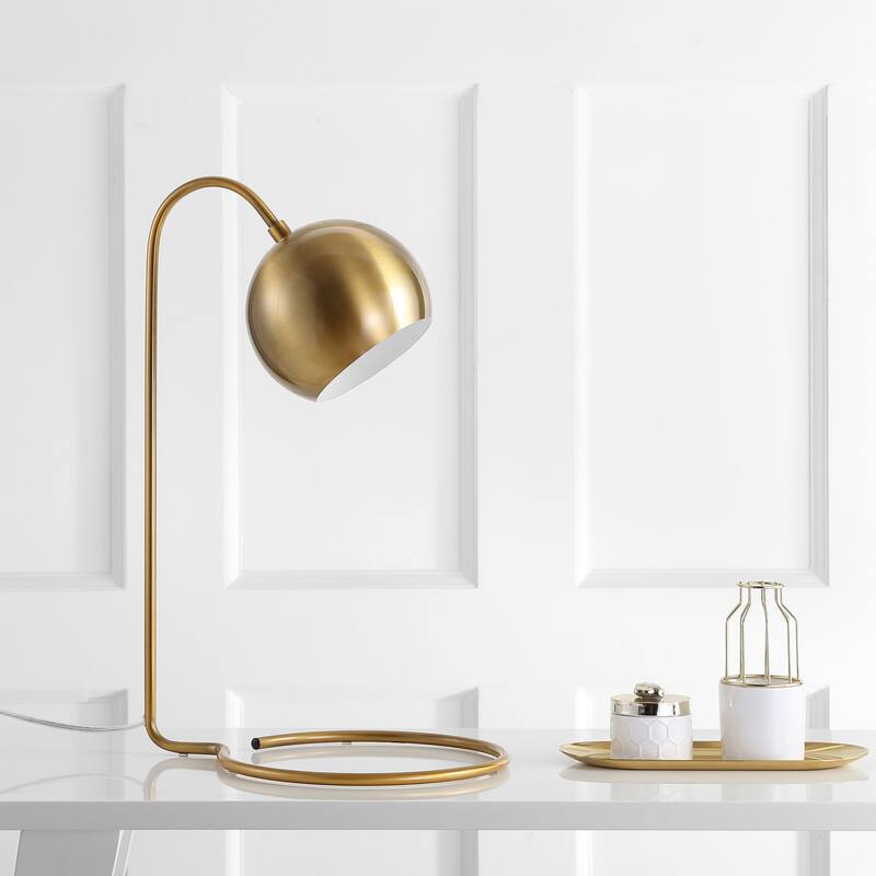SAFAVIEH Lighting 22-inch Bartolo Brass Gold Task LED Table Lamp - 14"x11"x22"