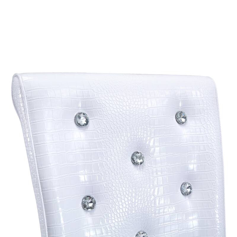 Set of 4, Retro alligator skin Upholstered dining chairs,with Crystal buckle design and Faux Leather design