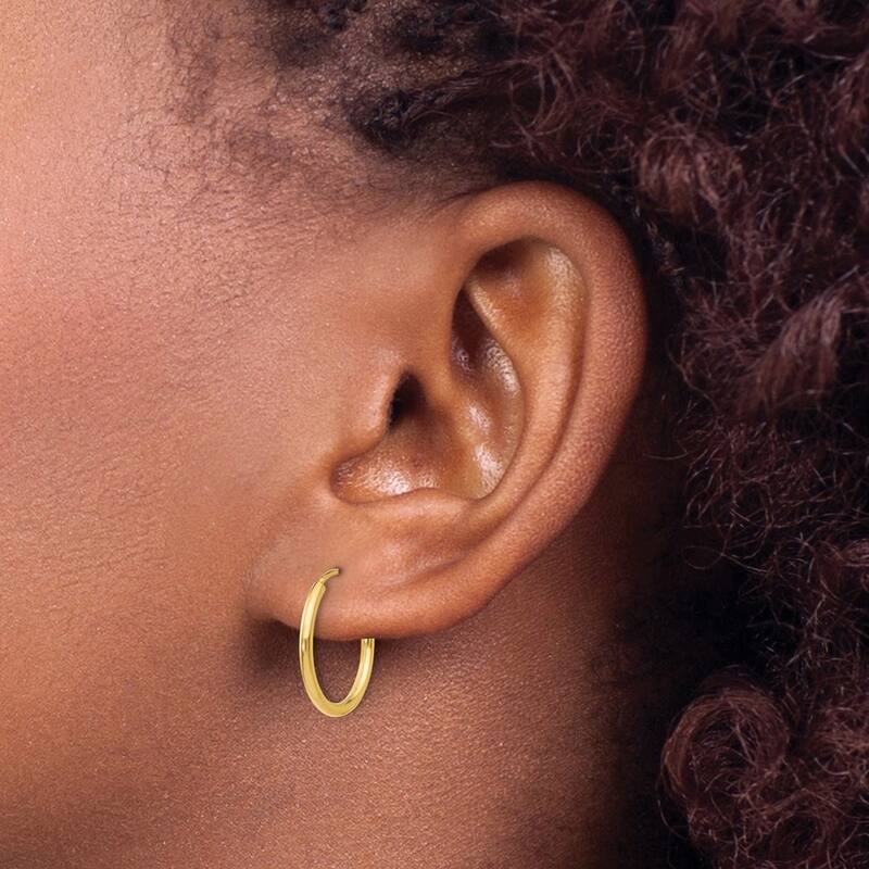 Curata 14k Yellow Gold Polished Round Endless Hoop Earrings - 16x16mm