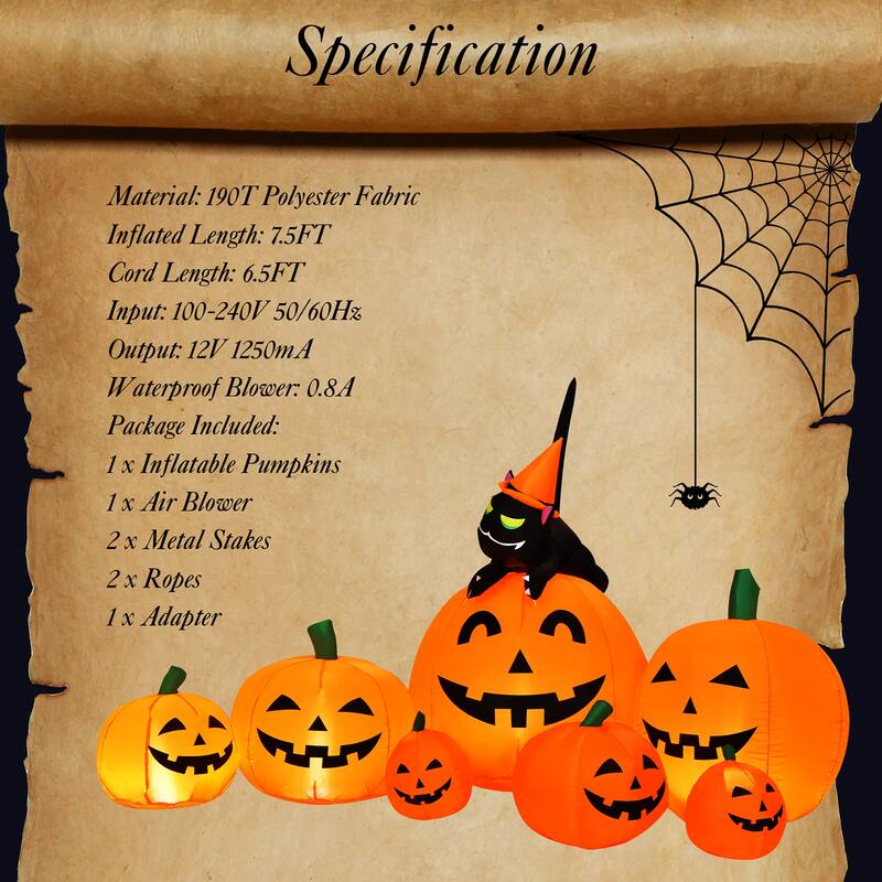7.5 FT Halloween Inflatable Pumpkin Combo Blow up Pumpkin Decoration