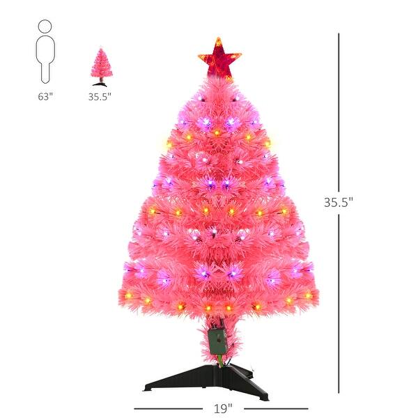 Shop Homcom 3ft Tall Artificial Tree Multi Colored Fiber Optic Led Pre Lit Holiday Home Christmas Decoration On Sale Overstock 14253537