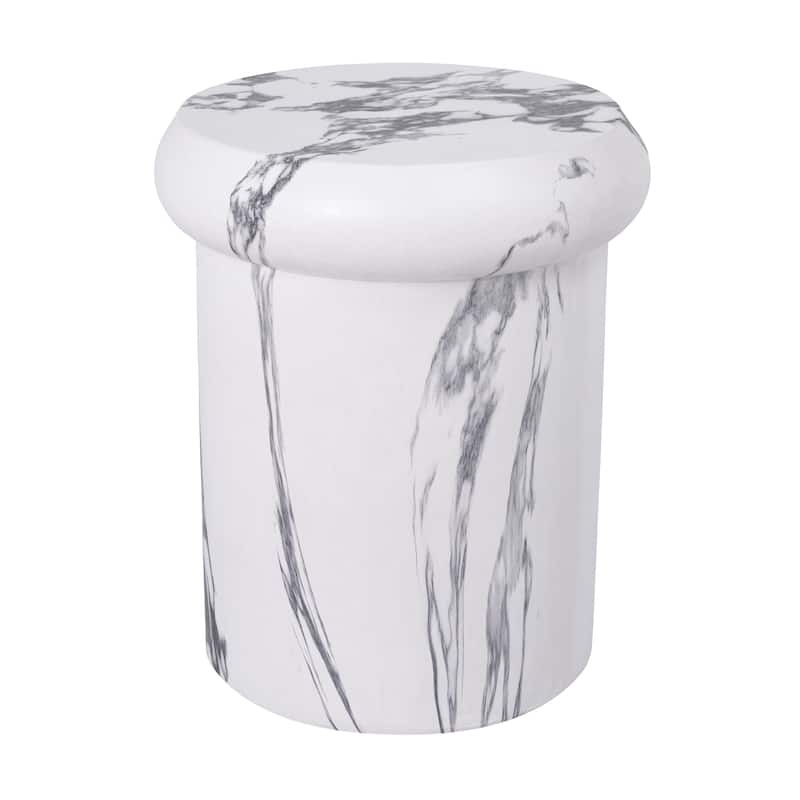 Christopher Knight Home - Lightweight Concrete Sculptural Side Table with Faux Marble Travertine Finish for Indoor & Outdoor