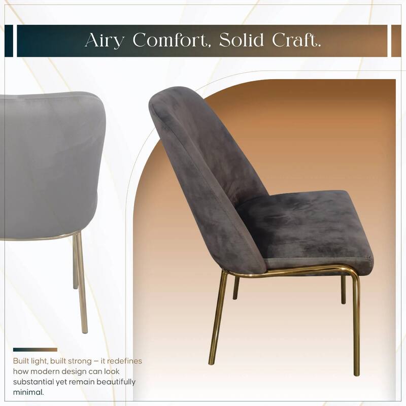 Lumen Modern Upholstered Kitchen Dining Chair with Gold Steel Legs Ergonomic Accent Chair