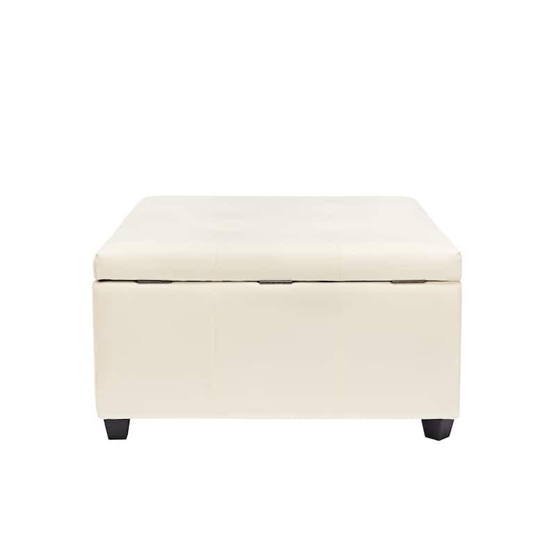 Porthos Home Jara Faux Leather Flip Top Square Storage Ottoman