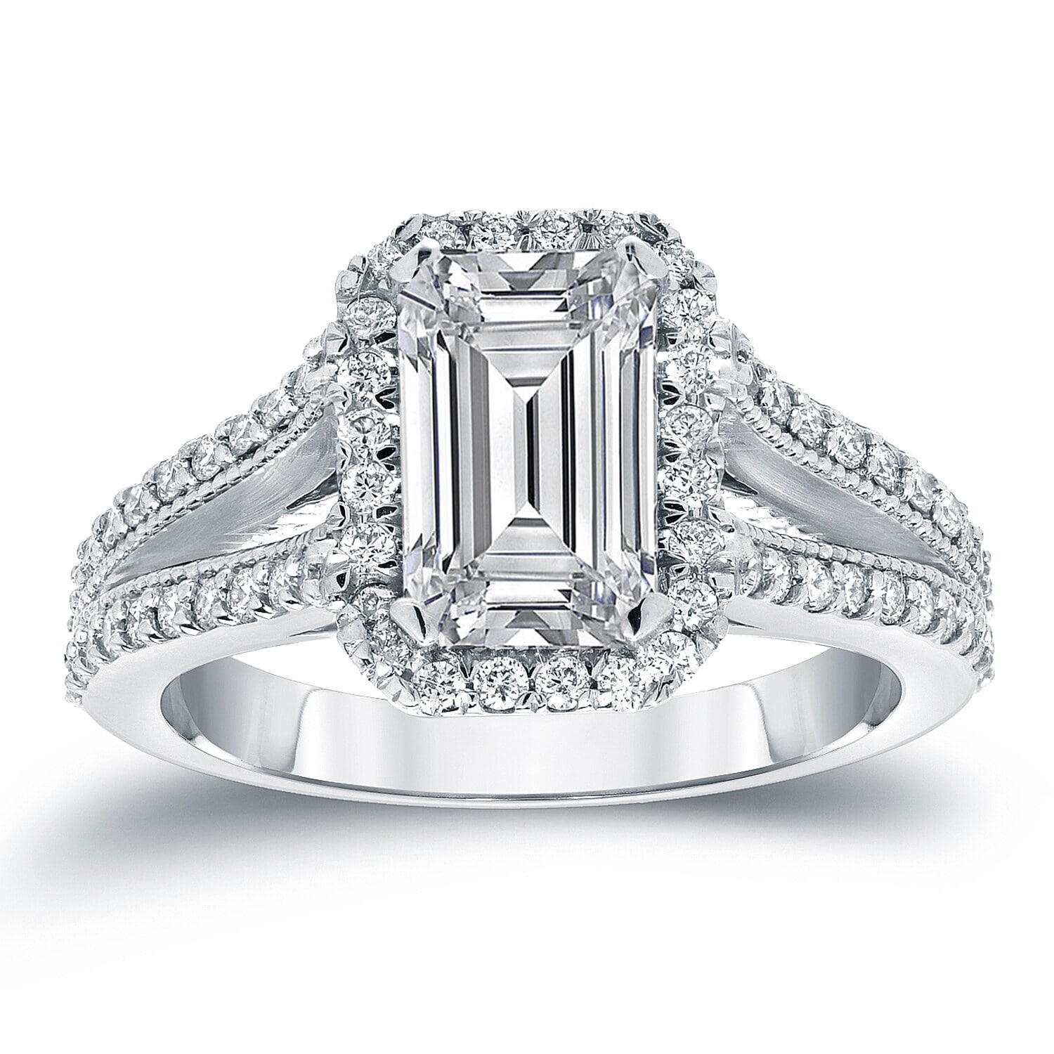 Auriya 18k Gold 2 1/2ctw Vintage Emerald-cut Halo Diamond Engagement Ring (H-I, SI1-SI2)