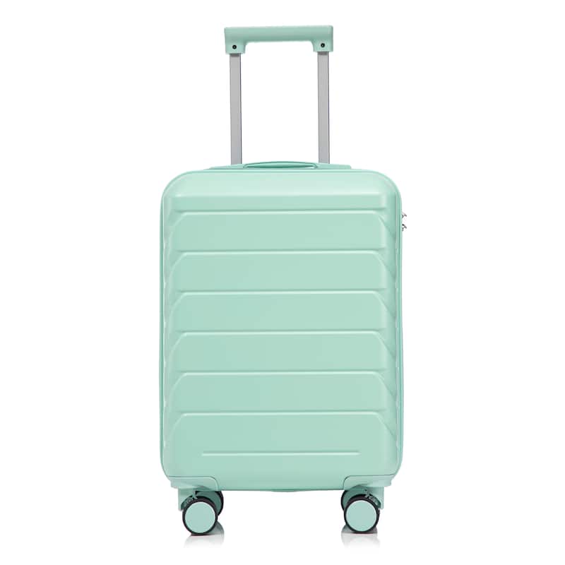14"/20" 2-Piece, Modern Luggage Sets with Makeup Case, Spinner Wheel and Combination Lock, for Boarding Travel, Mint Green