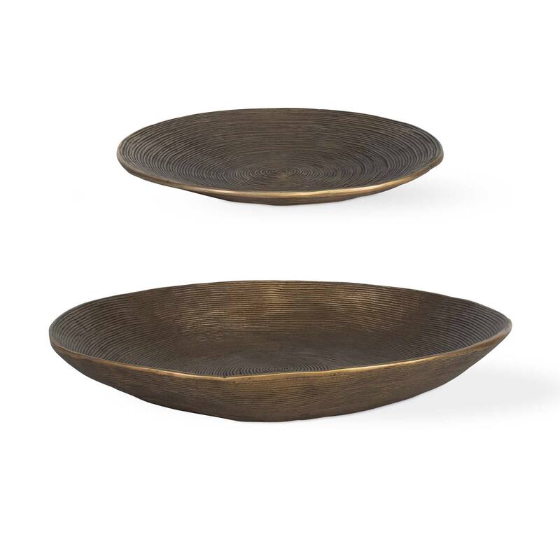 Uttermost 18255 Stratum 18" Wide Aluminum Decorative Bowls - Set of 2 - Antique Brass