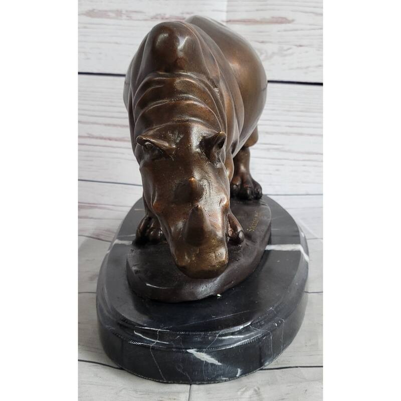 Signed Salvador Dali White Rhinoceros African Rhino Wild Life Bronze Sculpture Statue Art
