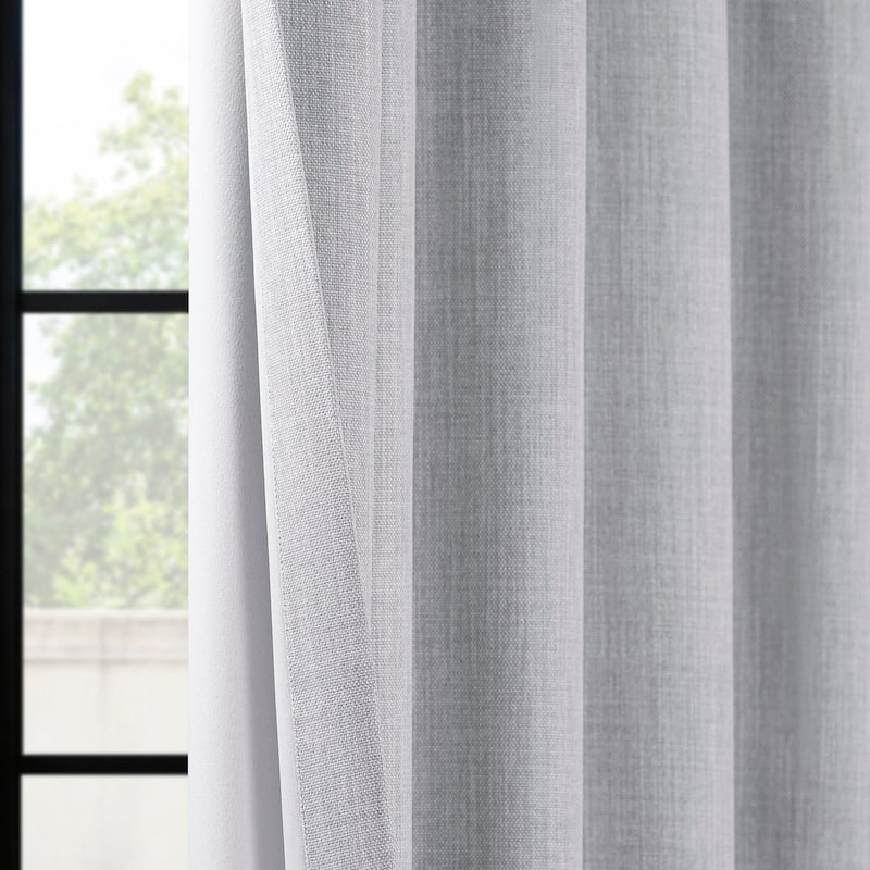 Exclusive Fabrics Textured Faux Linen Room Darkening Curtains for Bedroom & Living Room Curtains (1 Panel)