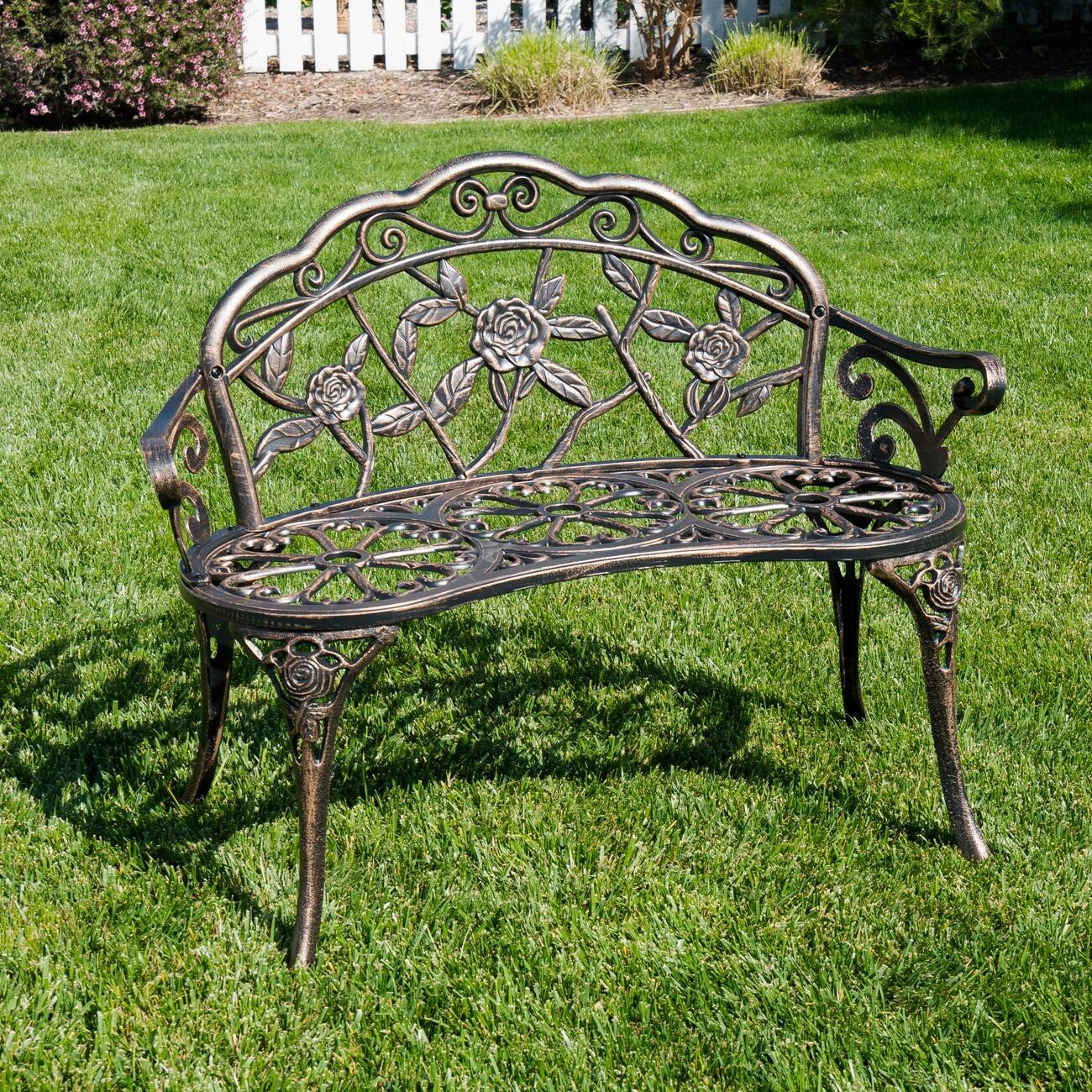 Shop Belleze Cast Iron Antique Rose Style Design Outdoor Patio Garden Park Bench Overstock 21797239