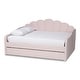 preview thumbnail 1 of 12, Timila Modern and Contemporary Light Pink Velvet Fabric Upholstered Queen Size Daybed with Trundle Light Pink