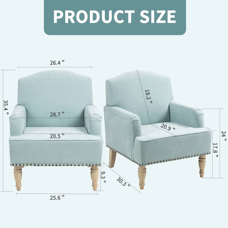 Sage Fabric Accent Chair with Nailhead Trim