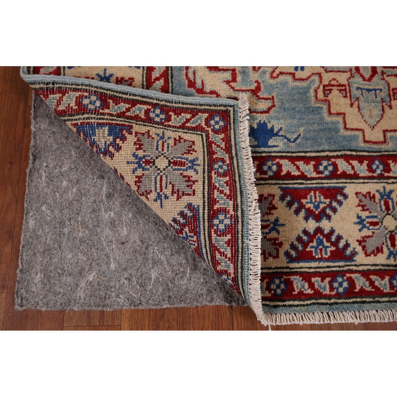 Light Blue Kazak Rug Hand-Knotted Traditional Wool Carpet - 3'11" x 6'0"