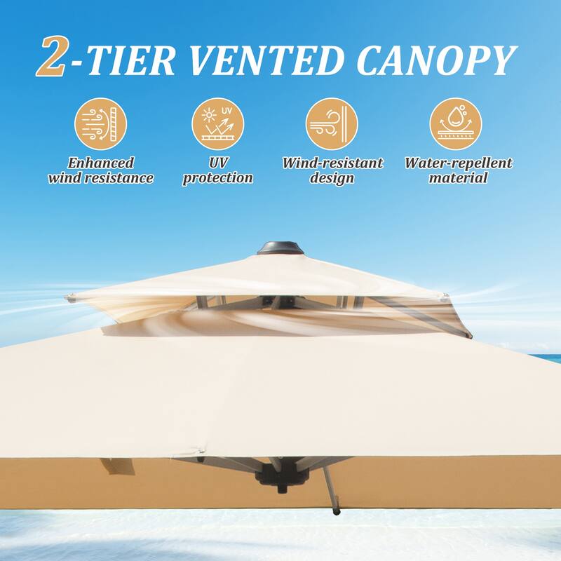 9 ft. Aluminum Cantilever Tilt Patio Umbrella with Center Pole (Base Not Included)