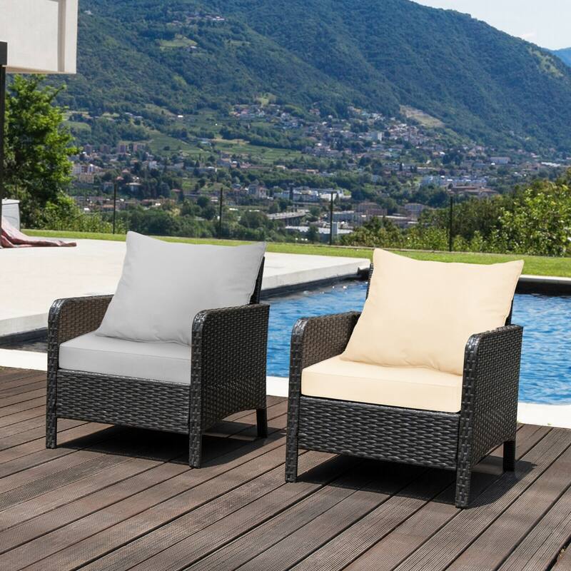 Gymax 2PCS Deep Seat Chair Cushion Pads Set Indoor/Outdoor w/ Rope