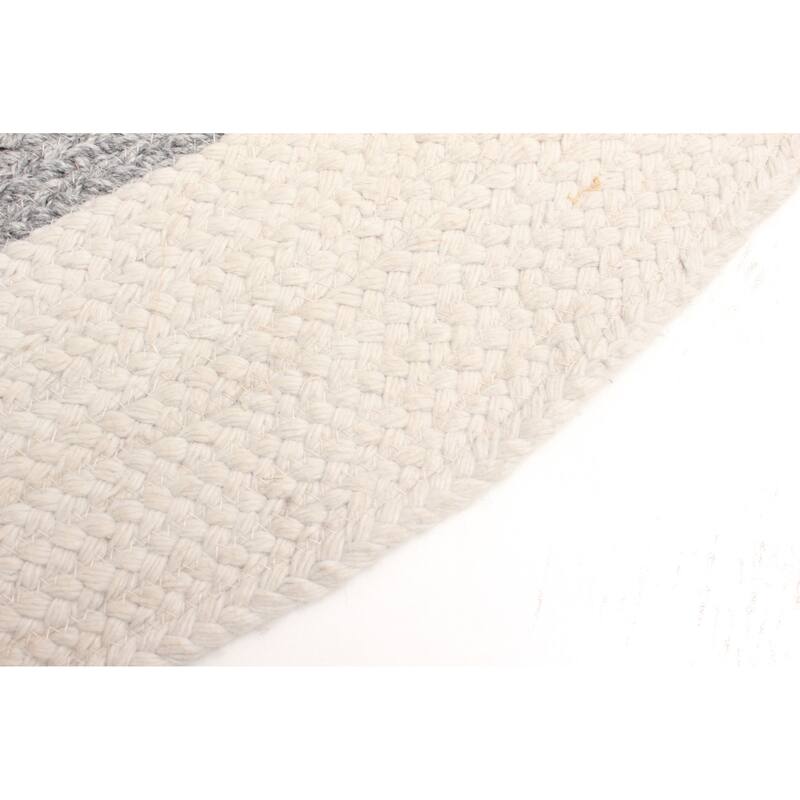 ECARPETGALLERY Braid weave Sienna Grey Wool Rug - 3'10 x 3'10