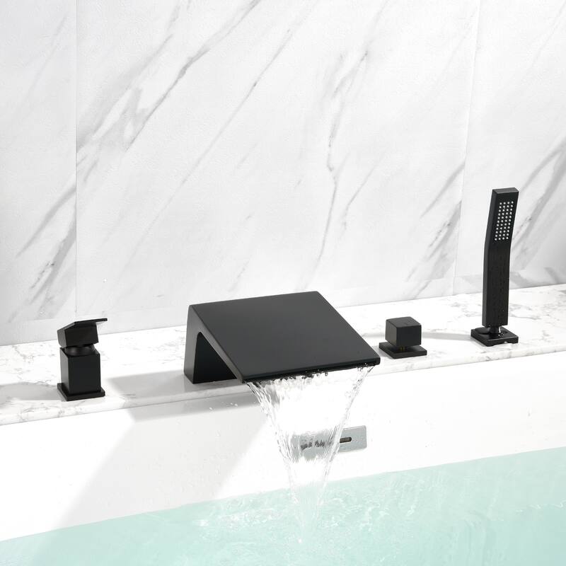 1-Handle Tub Deck Mount Roman Tub Faucet with Hand Shower
