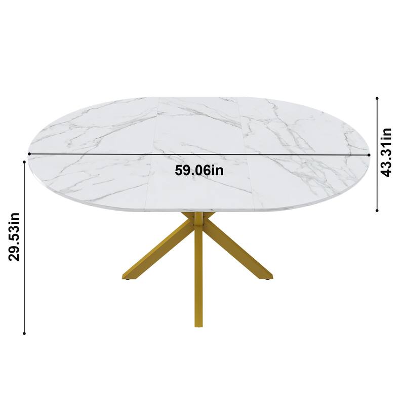 Extendable Round Dining Table with Marble Top, Kitchen Table Home Office Table Coffee Table with X-Base