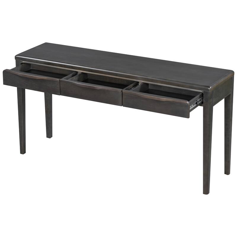 59.84"Elegant Console Table,Light Luxury Entryway Table with 3 Drawers,Farmhouse Sofa Table with Soft-Corner Design