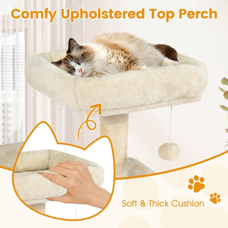 Costway 58” Tall Multi-level Cat Tree with Upholstered Perch & Cat - See Details