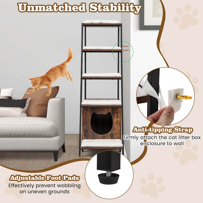 Costway Large Cat Litter Box Enclosure 2-in-1 Hidden Cat Washroom - See Details